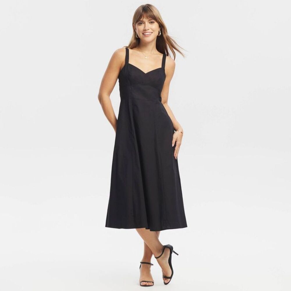 A New Day - Women's Fit and Flare Midi Dress - A New Day Black Black - Picture 1 of 3